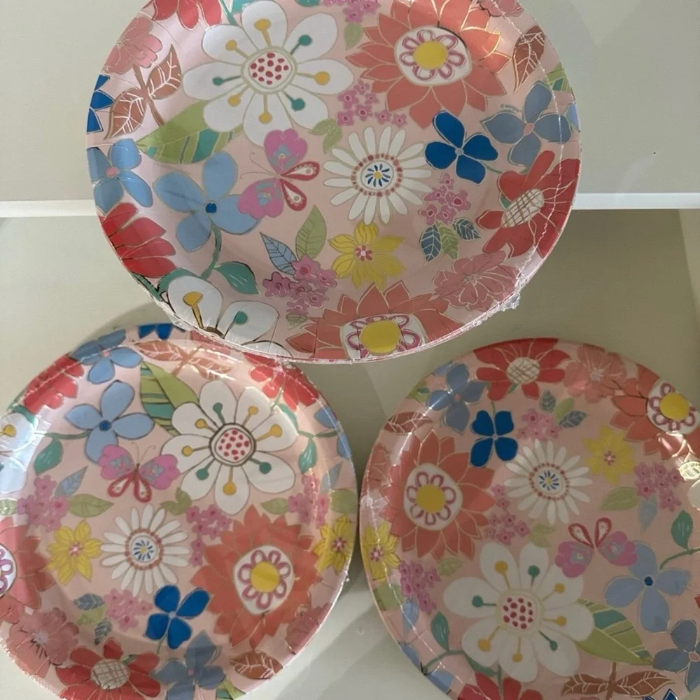Colorful Floral Disposable Party Plates